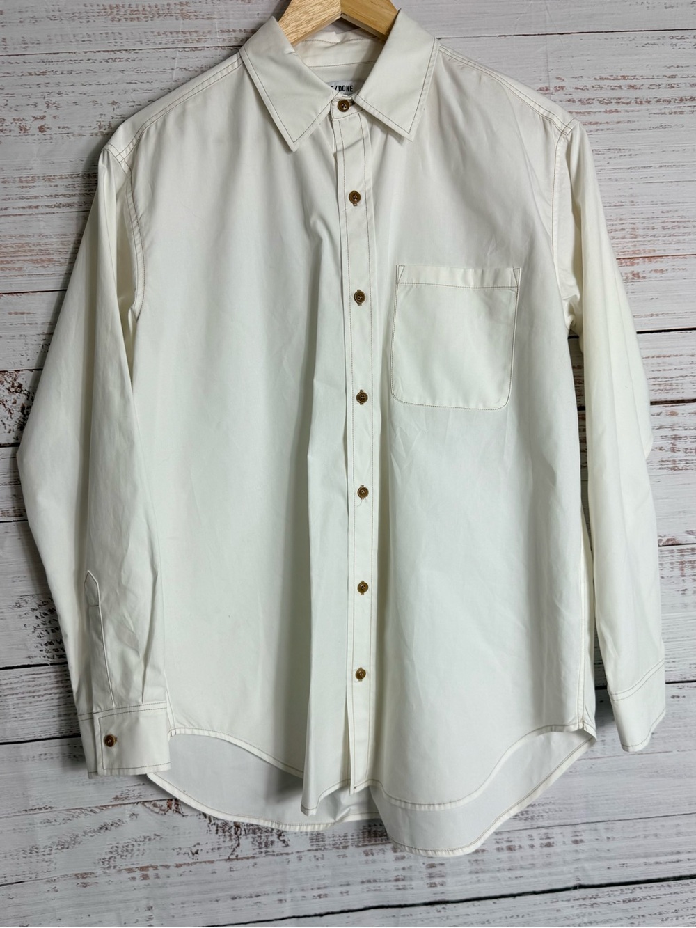 Re/Done Women's 90’s White Button-Down Shirt with Chest Pocket S